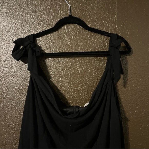 Black Monif C Should Tie Dress with Slit & Zipper on Back, Size 3 - Picture 4 of 6